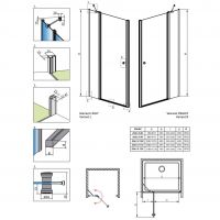 Распашная дверь Radaway Eos DWJ II для душевого уголка 80 см схема 2