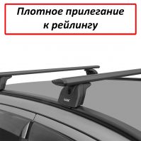 Багажник на крышу Toyota Fortuner II (2015-...), Lux, черные крыловидные дуги
